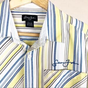 Boys Sean John long-sleeve button-up L 16/18 Blue White Stripe